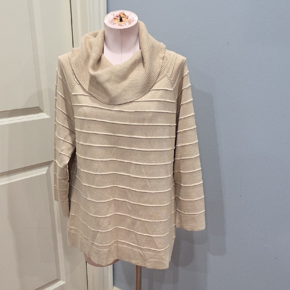 Investments Cream Cowl Neck Sweater with Relaxed Fit‎